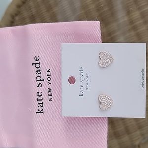 Kate Spade pave heart studs rose gold earrings with dust bag
